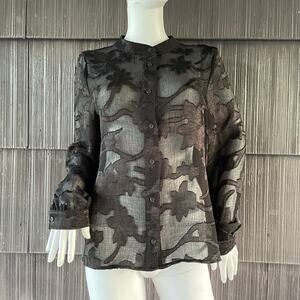 🔥Anthropologie Amadi Romantic Sheer Floral Whimsical Long Sleeve Button Shirt L